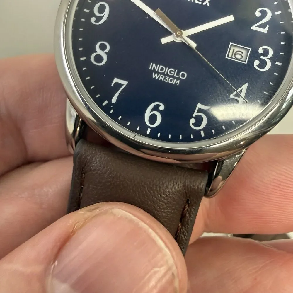 TIMEX TW2P75900 Indiglo Easy Reader Analog Men's Watch 38mm Blue Striped NEW